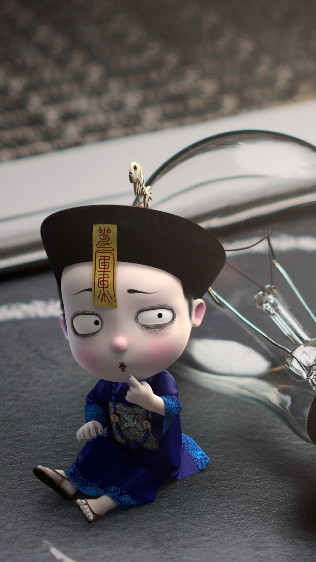头顶鱼骨 身披官服 满身青蓝 眼圈黝黑 一脸萌相的僵小鱼 第 3 张